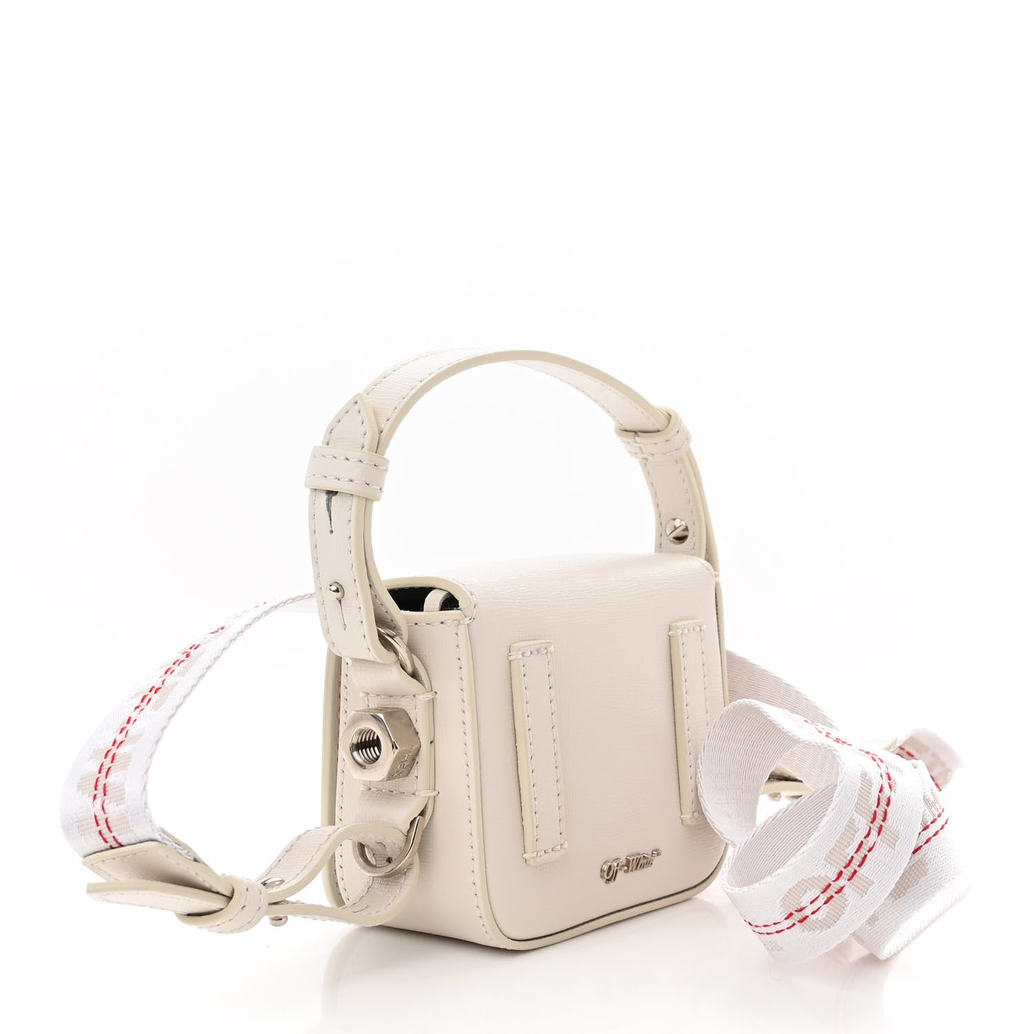 Off-White Saffiano Striped Baby Diag Binder Clip Bag White Black 3 of 12