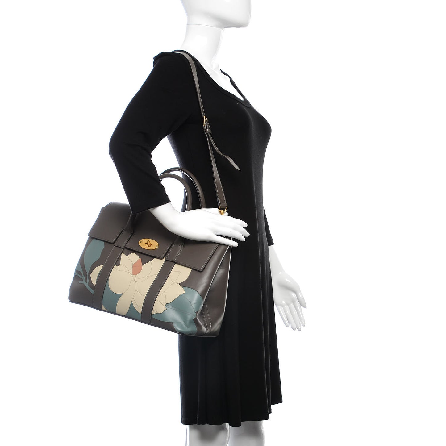 Smooth Calfskin Magnolia Patch Bayswater Dark Clay Chalk