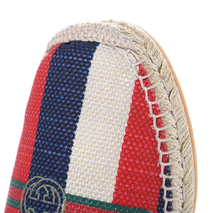 Gucci Canvas Sylvie Stripe Logo Mens Espadrilles 10 Mystic White Hibiscus Red Maritime 9 of 10
