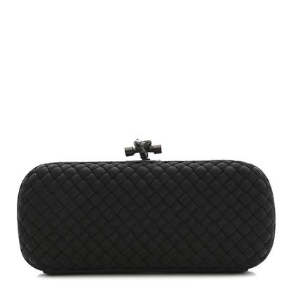 Bottega Veneta Satin Ayers Intreccio Impero Stretch Knot Clutch Black 1 of 9