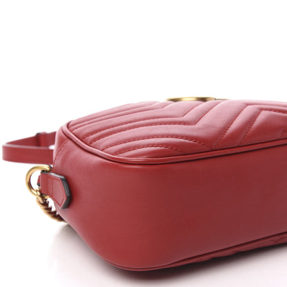 Gucci Calfskin Matelasse Small GG Marmont Chain Shoulder Bag Hibiscus Red 6 of 10