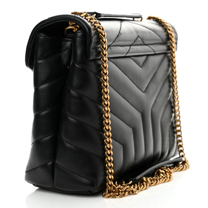 Saint Laurent Calfskin Y Quilted Monogram Small Loulou Chain Satchel Black 3 of 12