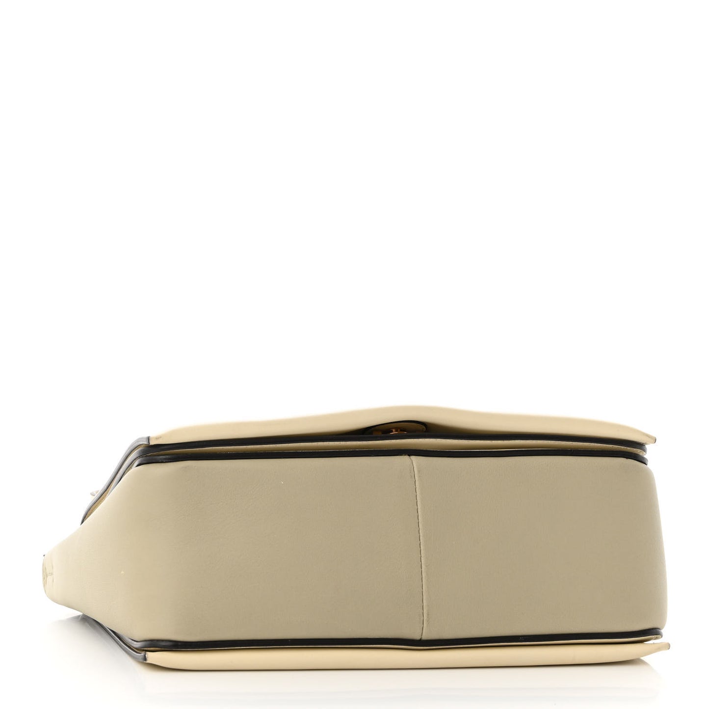 Shiny Smooth Calfskin Medium Frame Shoulder Bag Chalk Mastic