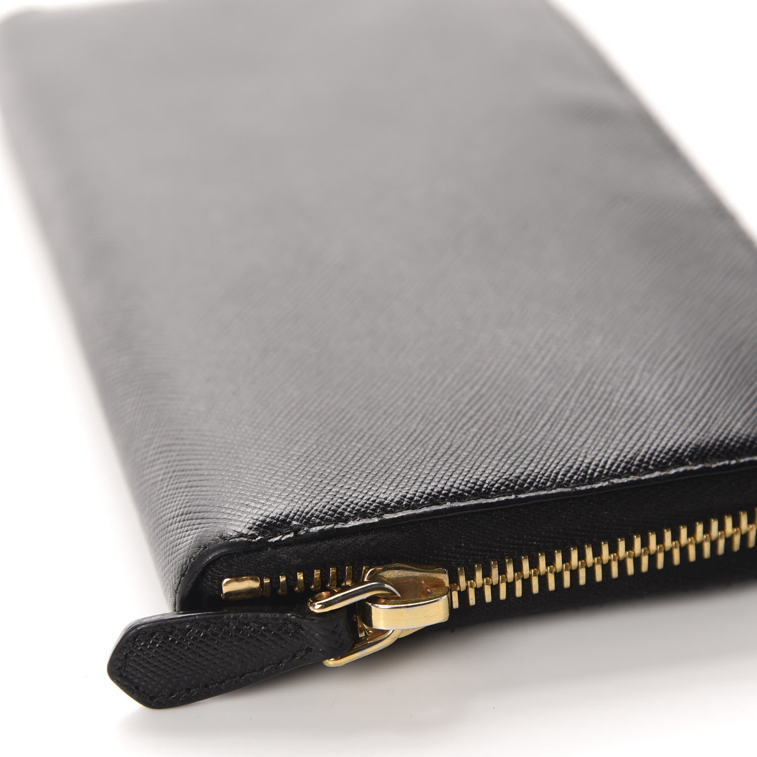 Prada Saffiano Metal Zip Around Wallet Black 12 of 13