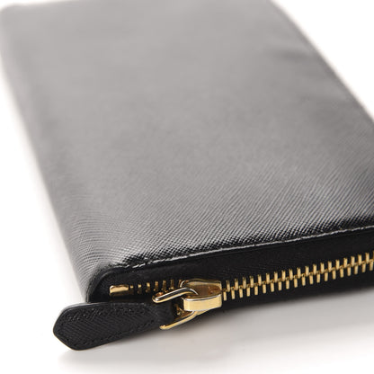 Prada Saffiano Metal Zip Around Wallet Black 12 of 13