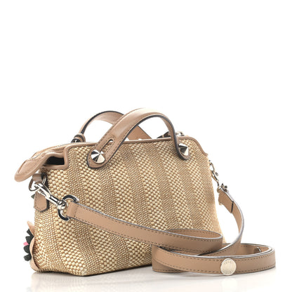 Fendi Paglia Vitello Dolce Flowerland Studded Striped Mini By The Way Boston Bag Natural Cuoio Multicolor 3 of 9
