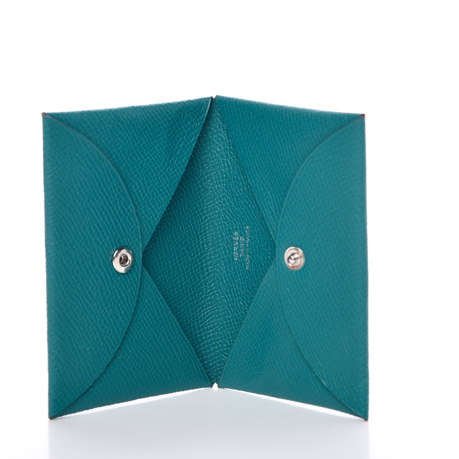 Hermes Epsom Calvi Card Case Bleu Paon 5 of 8