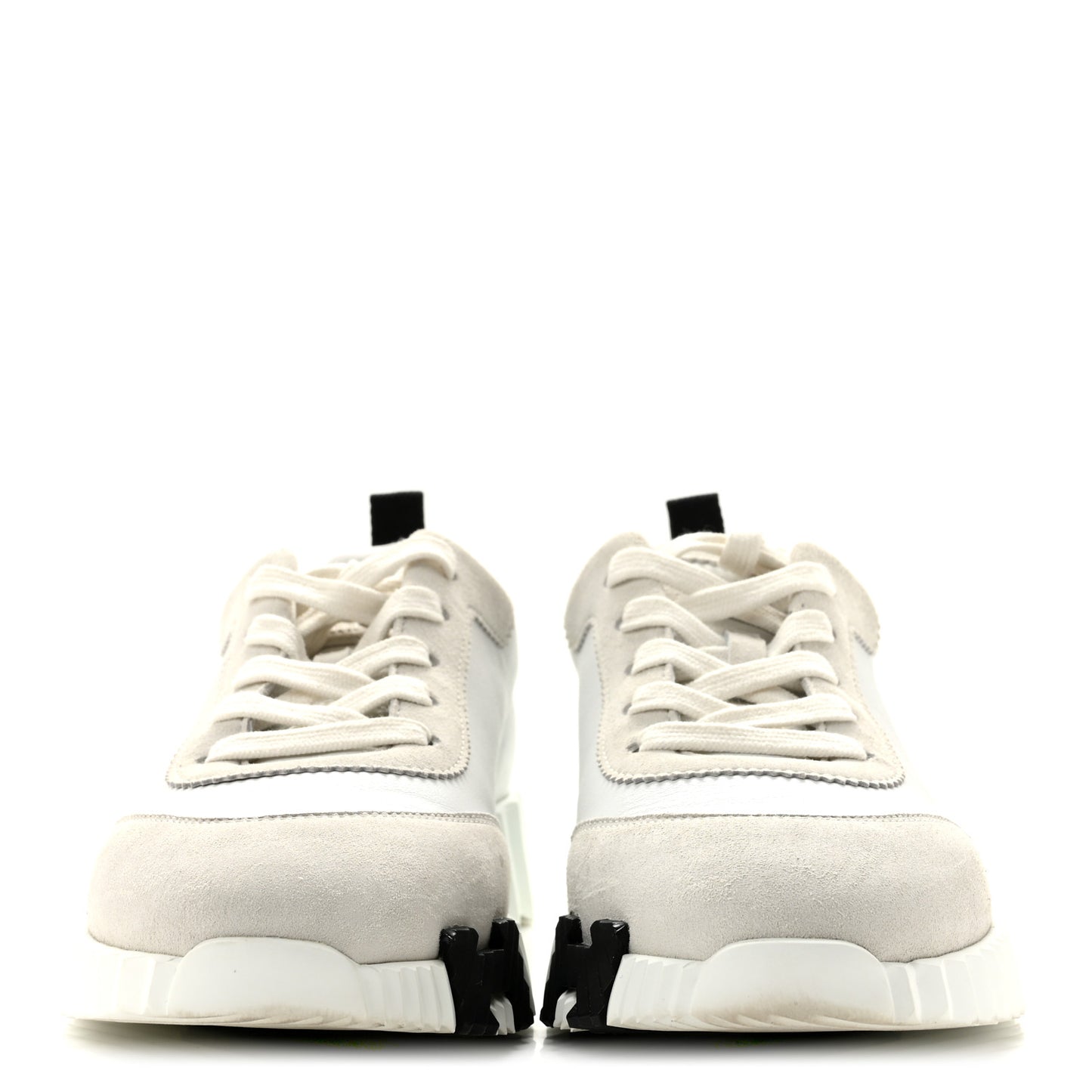 Calfskin Suede Goatskin Bouncing Sneakers 38 White Black