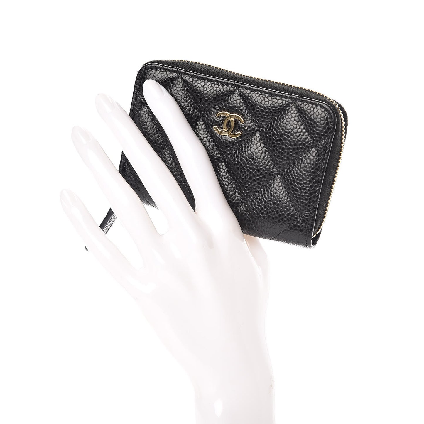 Caviar Quilted Zip Coin Purse Black