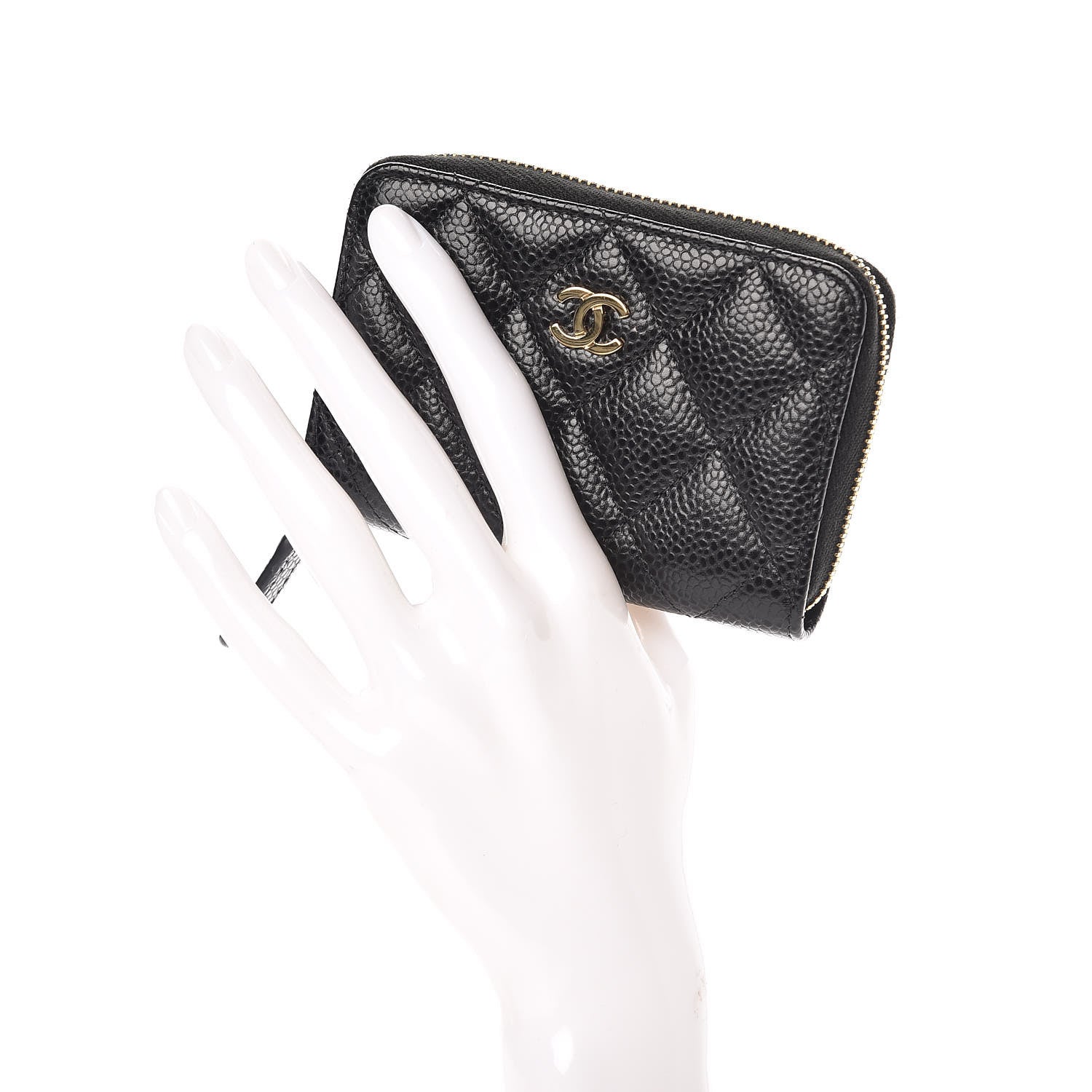 Chanel Caviar Quilted Zip Coin Purse Black 2 of 8