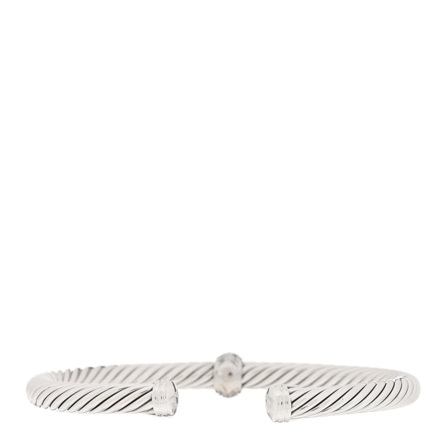 Sterling Silver 18K White Gold Diamond 5mm Cable Classics Station Bracelet