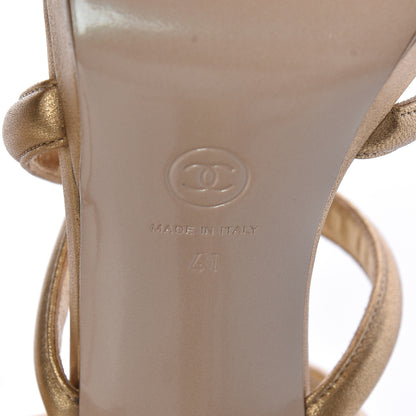 Chanel Laminated Lambskin Parthenon Platform Sandals 41 Gold 7 of 9