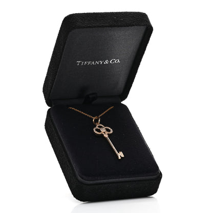 Tiffany 18K Rose Gold Diamond Crown Key Pendant Necklace 7 of 7