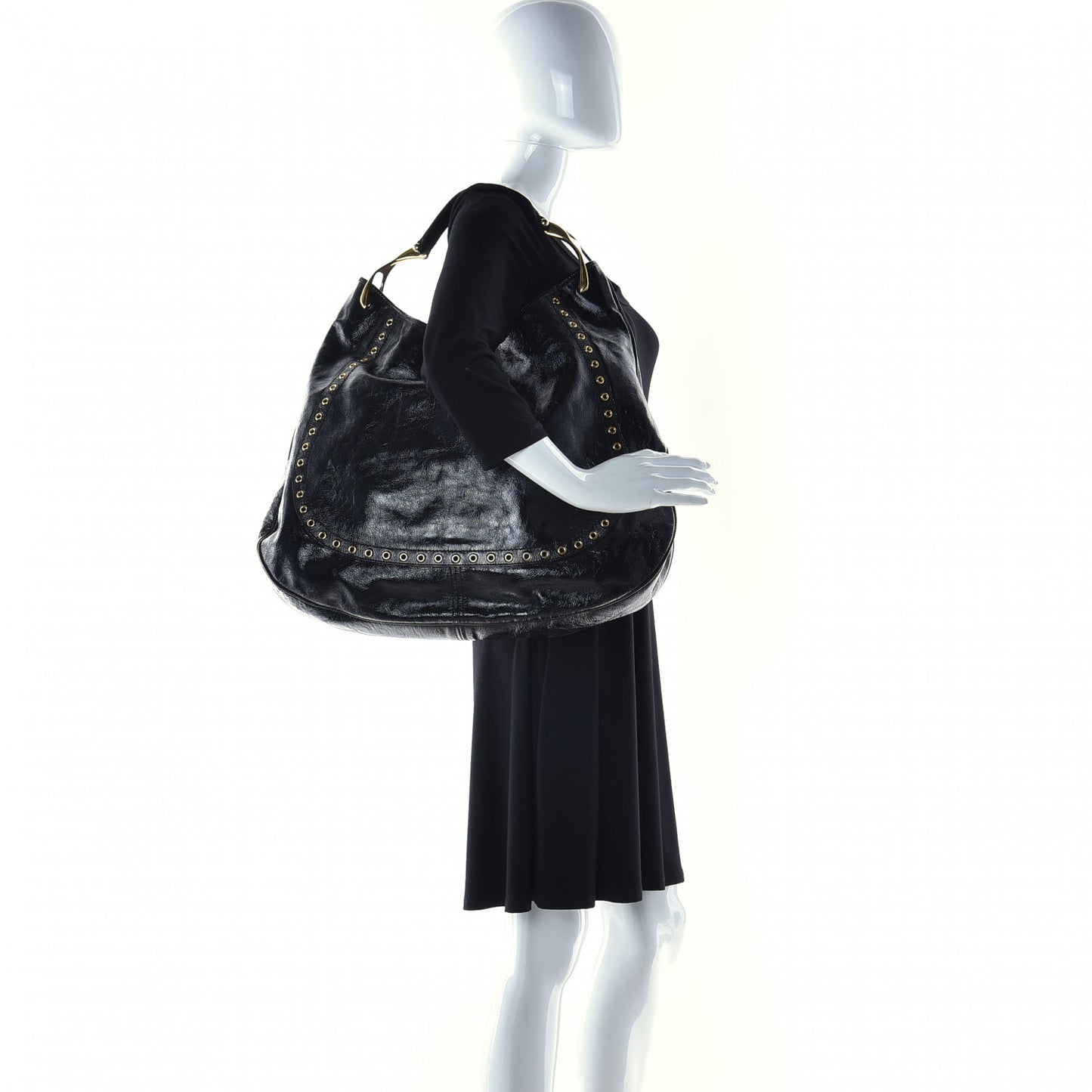 Patent Eyelet Hobo Black