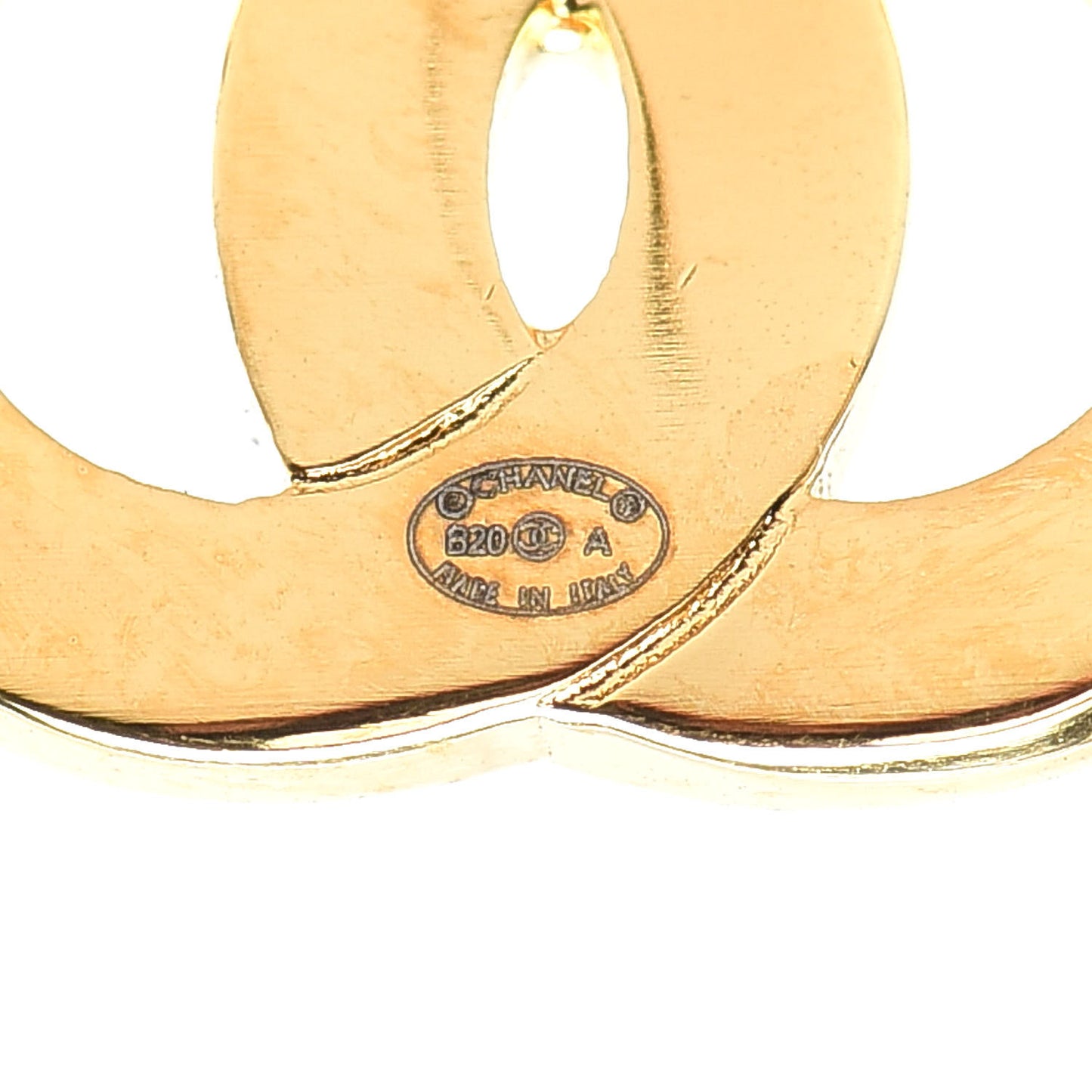 Metal CC Paris Button Stud Earrings Gold