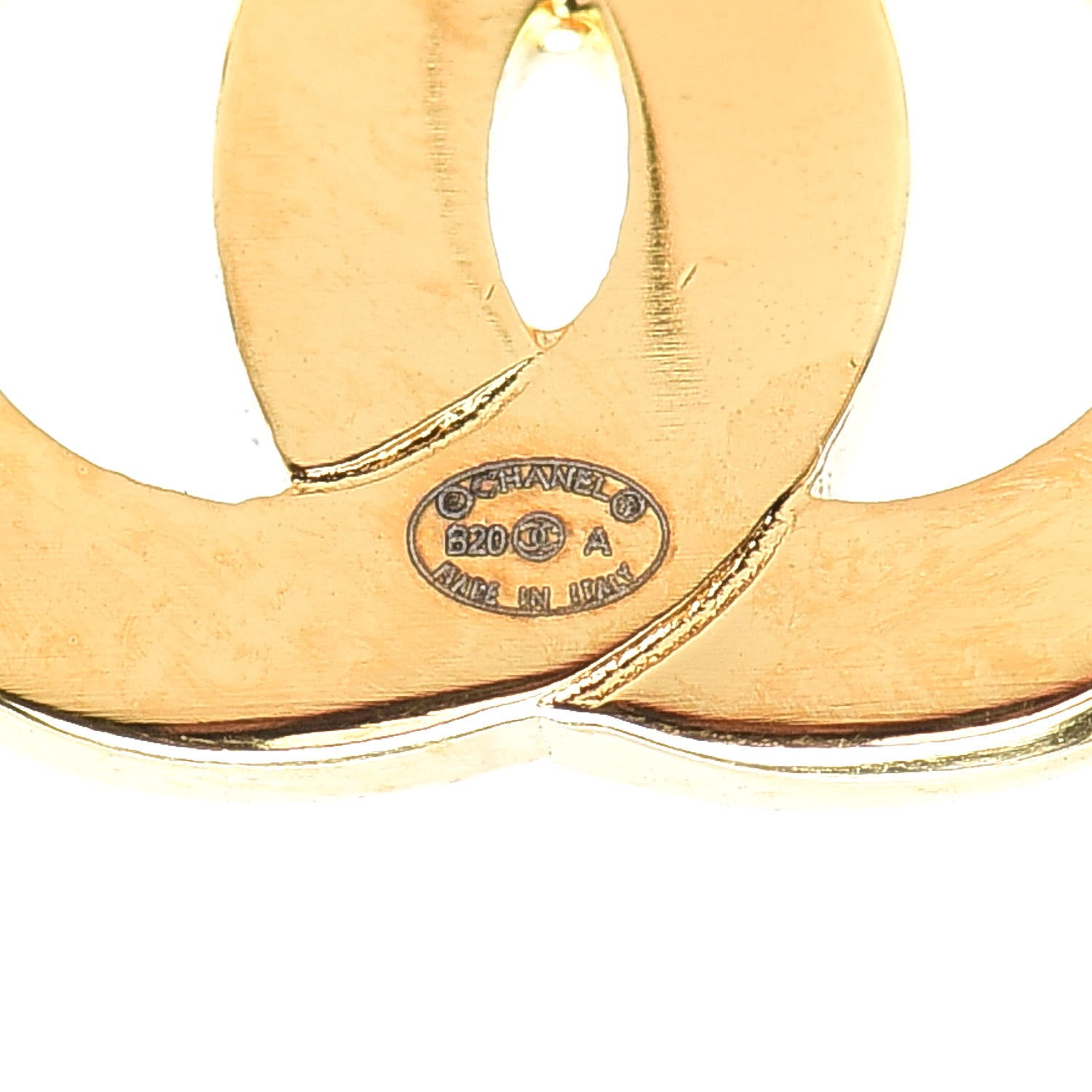 Chanel Metal CC Paris Button Stud Earrings Gold 4 of 5
