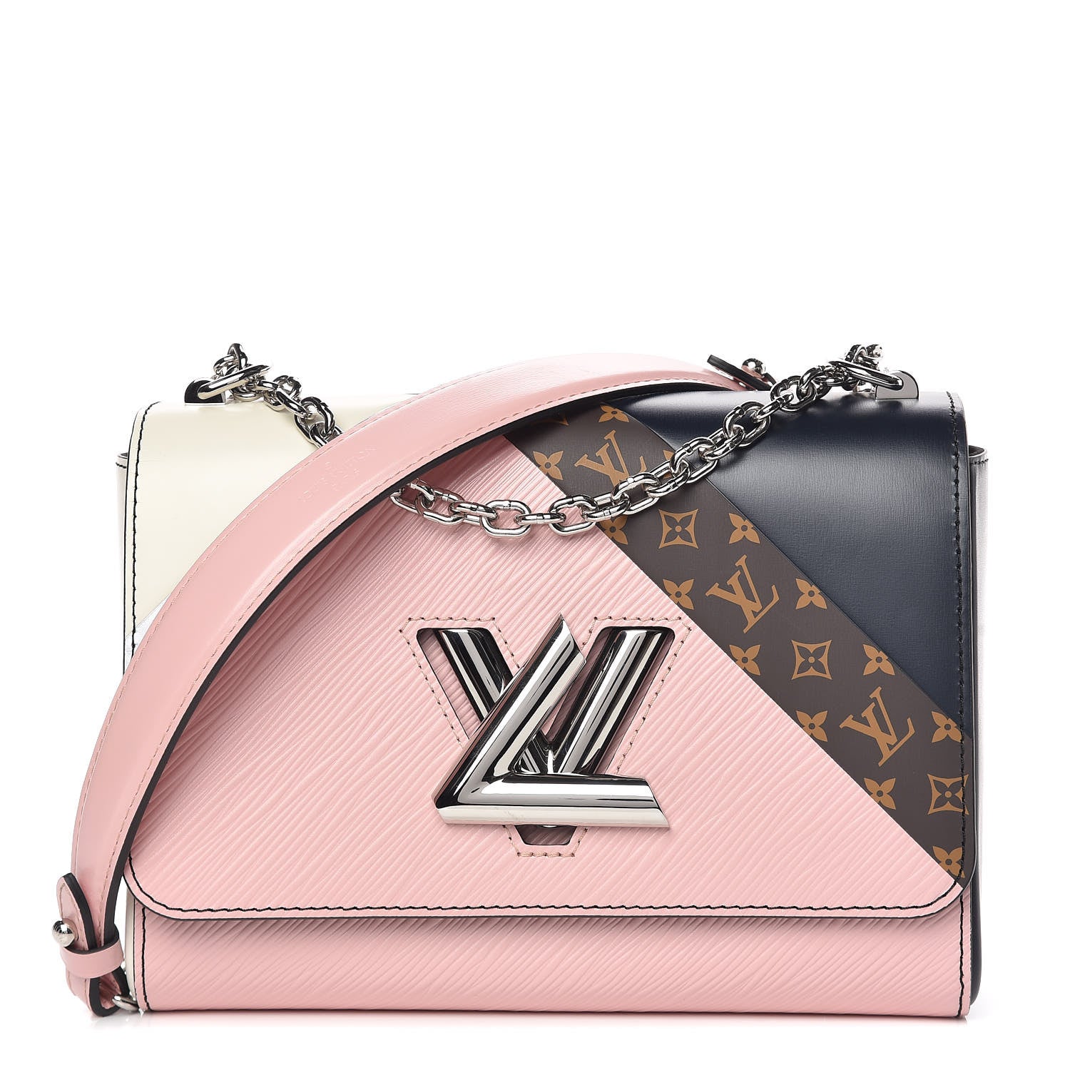 Louis Vuitton Epi Monogram Tape Twist Shoulder Bag MM Rose White 1 of 9