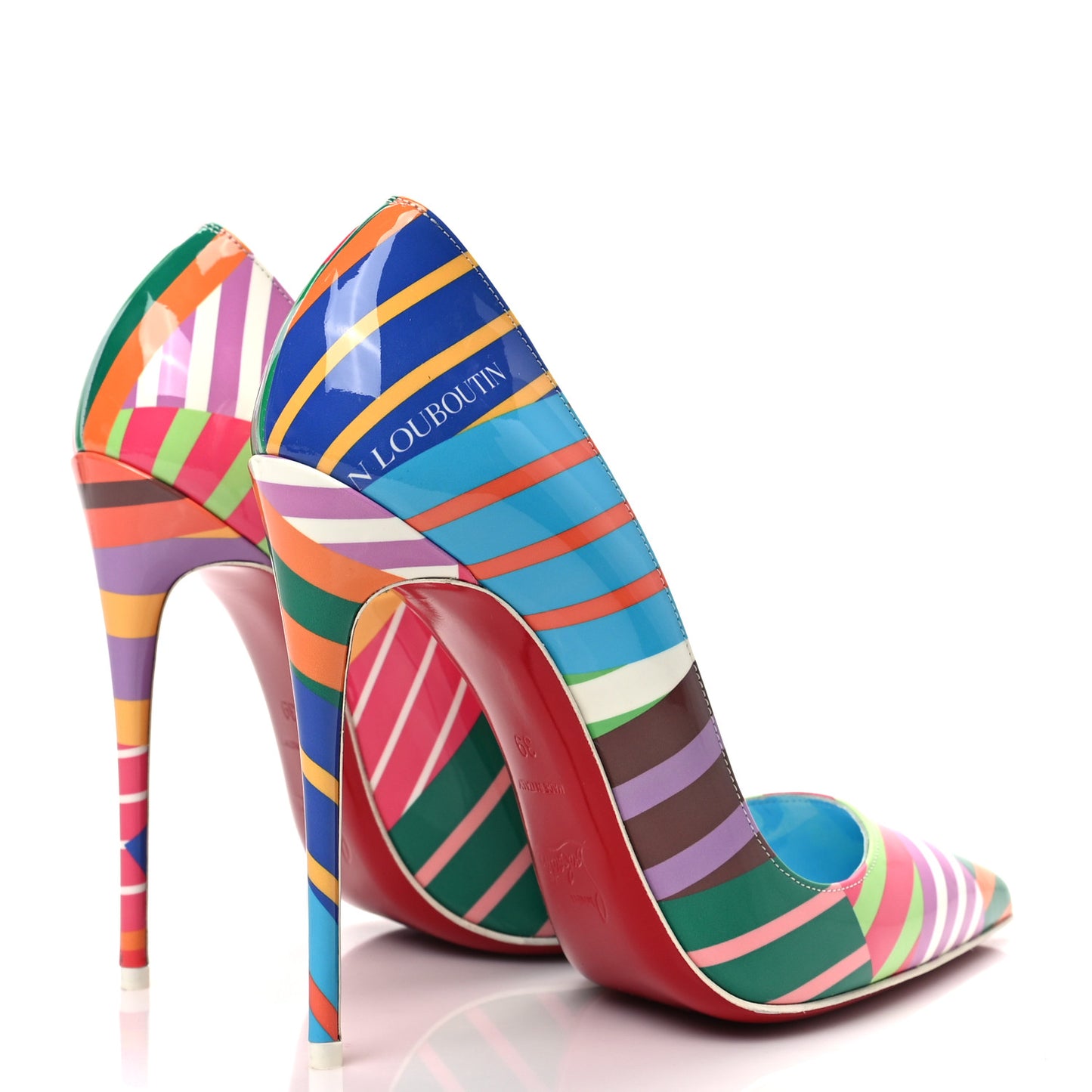 Patent Striped Grand Bain Swimming Pool So Kate 120 Pumps 39 Multicolor Lin Blue White