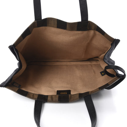 Fendi Pequin Small Shopping Tote Black Tobacco 5 of 11
