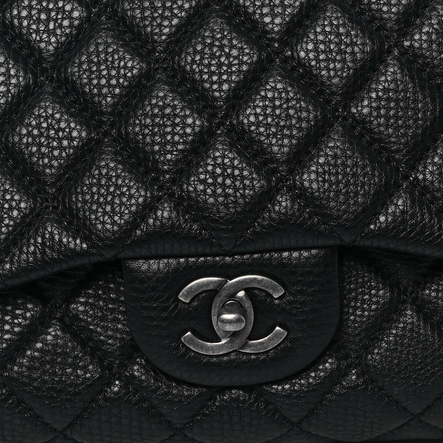 Grained Calfskin Quilted Small XXL Travel Flap Bag Black