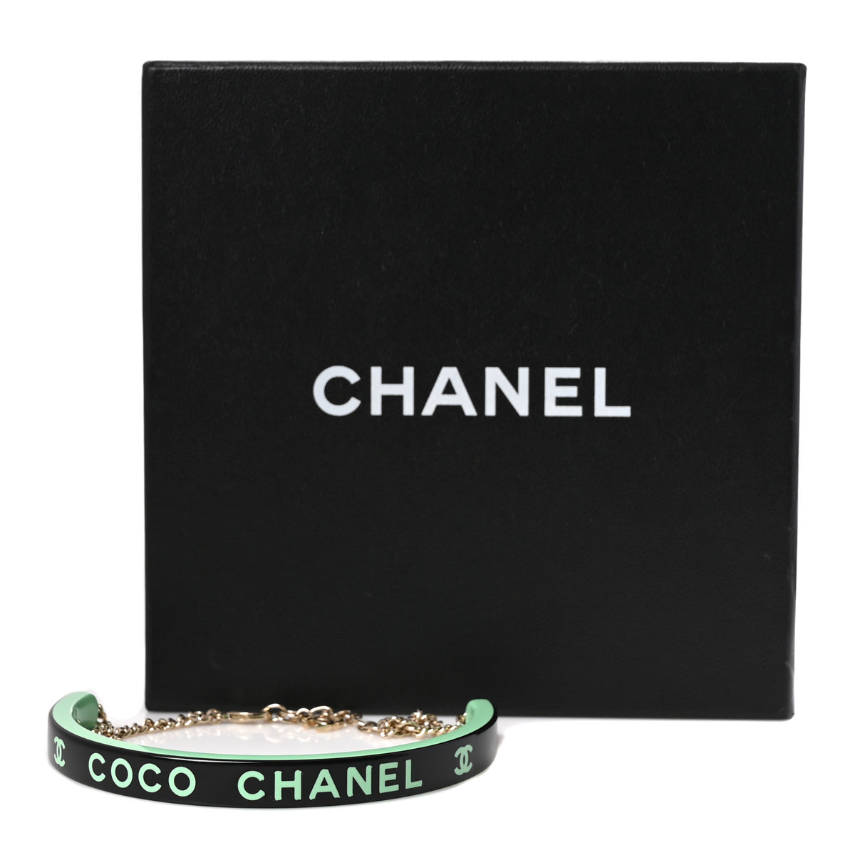Chanel Resin Logo Choker Green Black 6 of 6