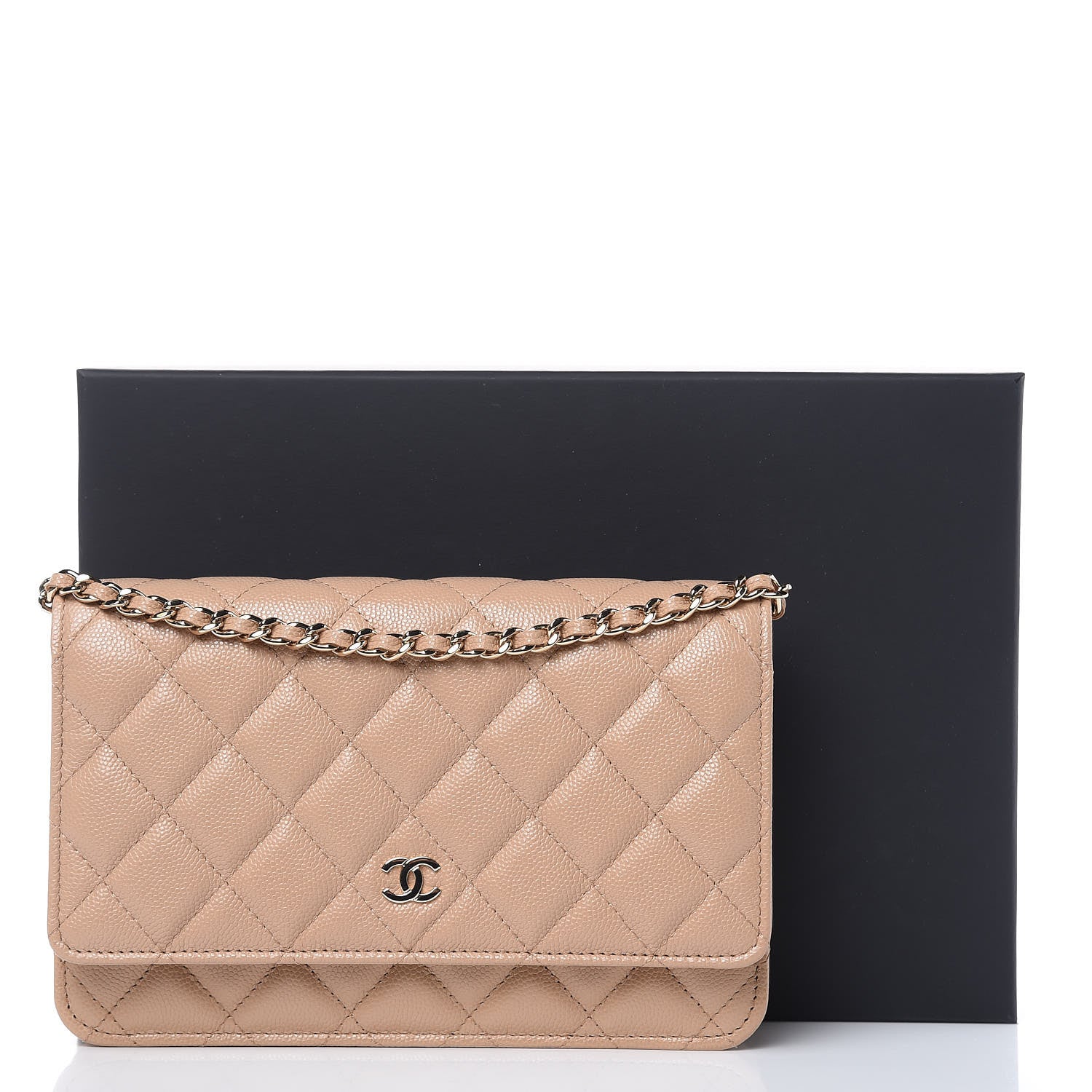 Chanel Caviar Quilted Wallet On Chain WOC Beige 11 of 11