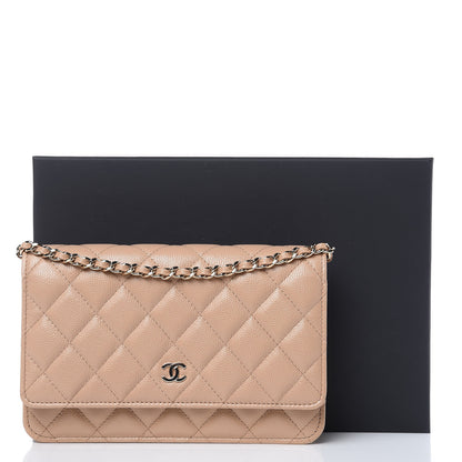 Chanel Caviar Quilted Wallet On Chain WOC Beige 11 of 11