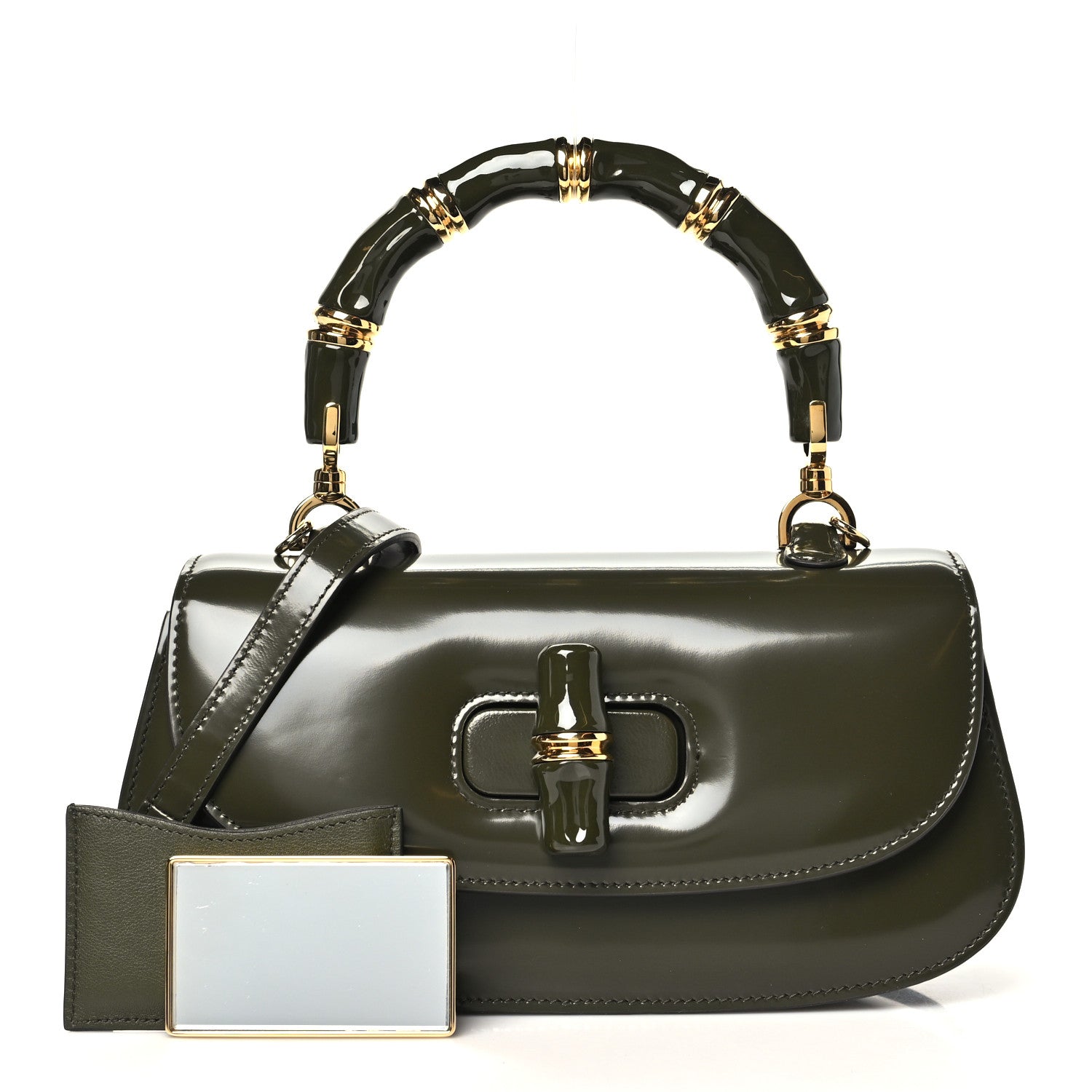 Gucci Shiny Polished Calfskin Medium Bamboo Luscious Green 3 of 11