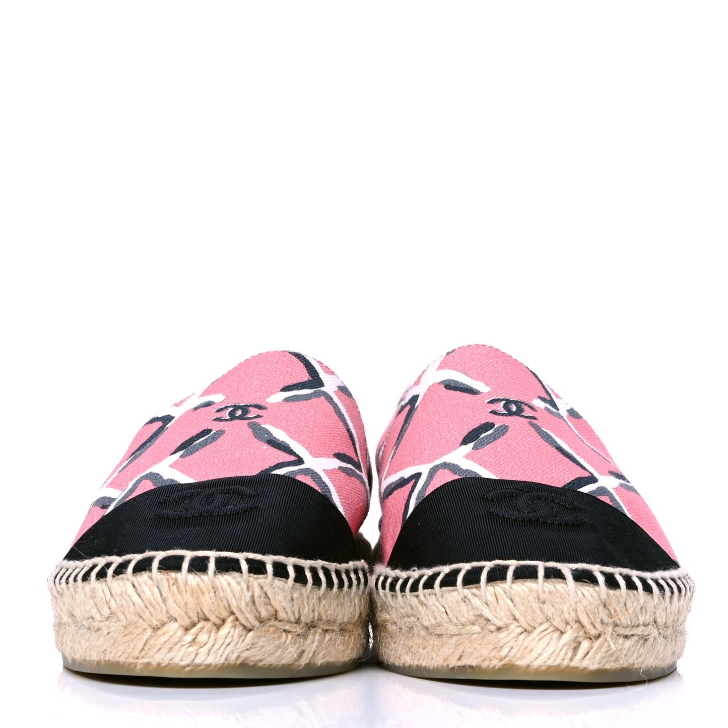 Printed Canvas Grosgrain Espadrilles 40 Pink Black