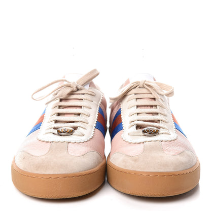 Gucci Calfskin Suede Web Mens G74 Sneakers 12 Oatmeal Soft Rose 2 of 10