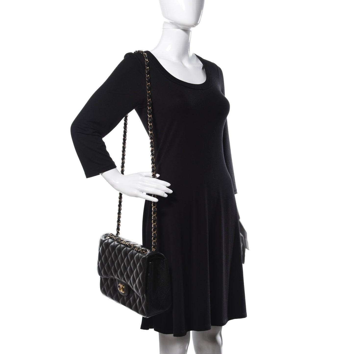 Caviar Quilted Jumbo Double Flap Black