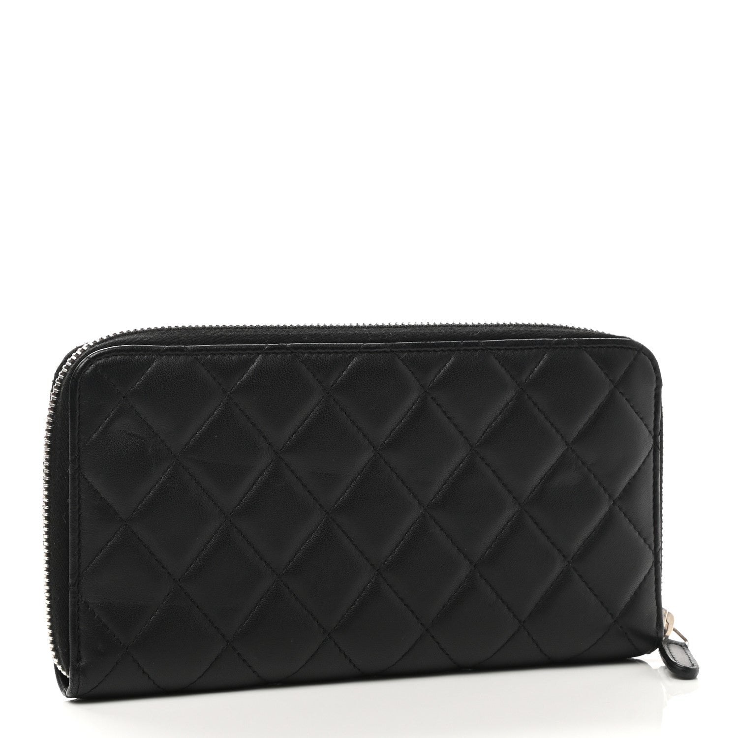 Chanel Lambskin Quilted Large Gusset Zip Around Wallet Black 3 of 8