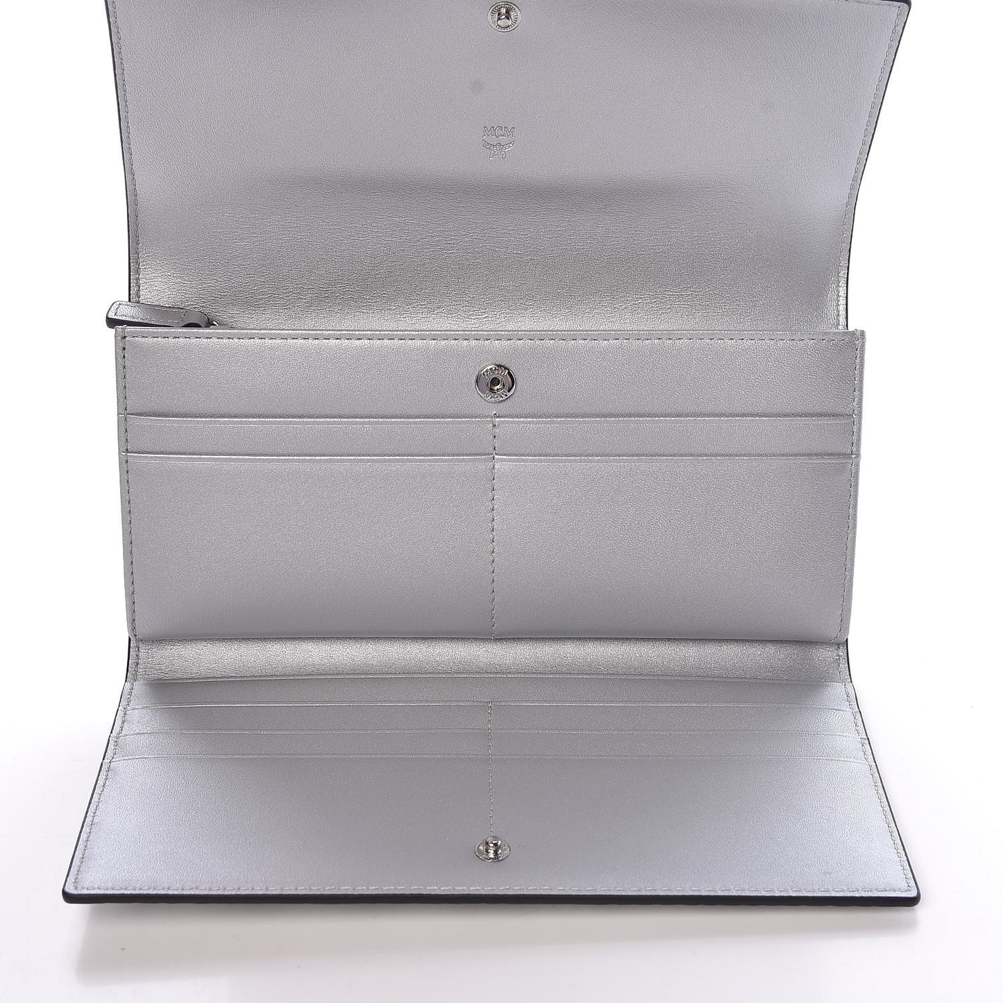 Metallic Visetos Large Tri-Fold Flap Wallet Berlin Silver