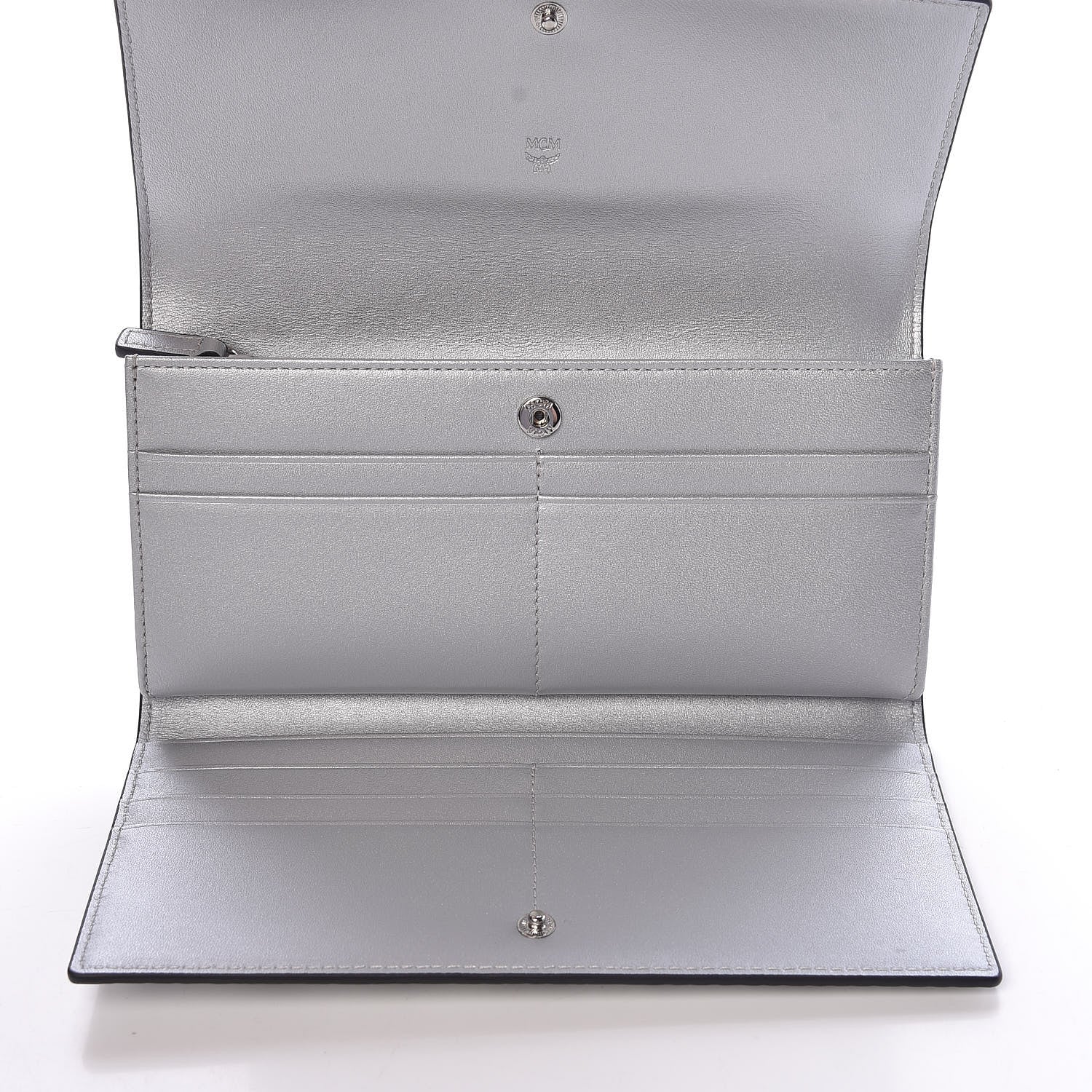 MCM Metallic Visetos Large Tri-Fold Flap Wallet Berlin Silver 5 of 9