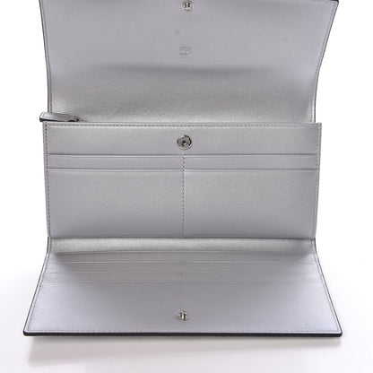 MCM Metallic Visetos Large Tri-Fold Flap Wallet Berlin Silver 5 of 9
