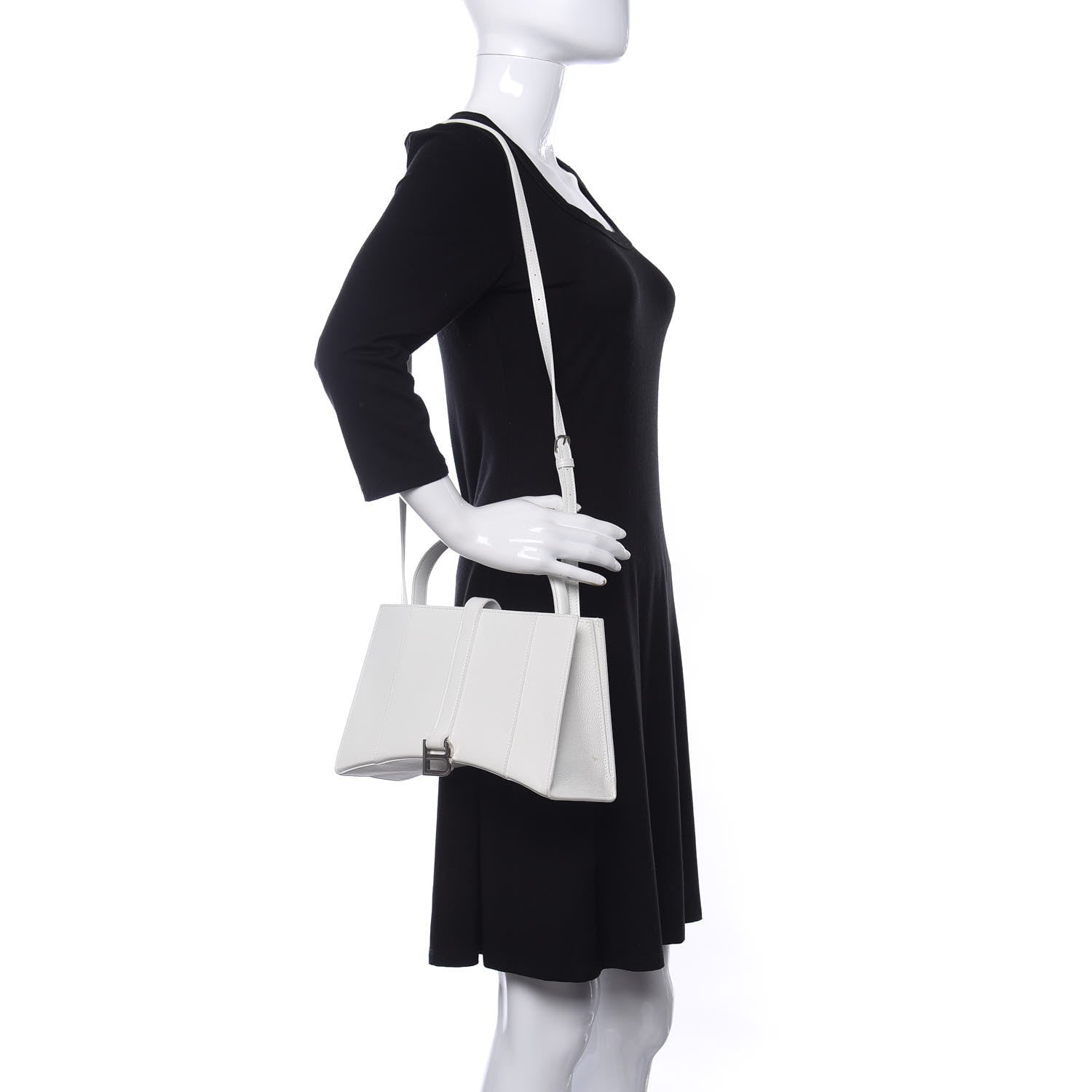 Balenciaga Grained Calfskin XS Hourglass East West Tote White 2 of 9