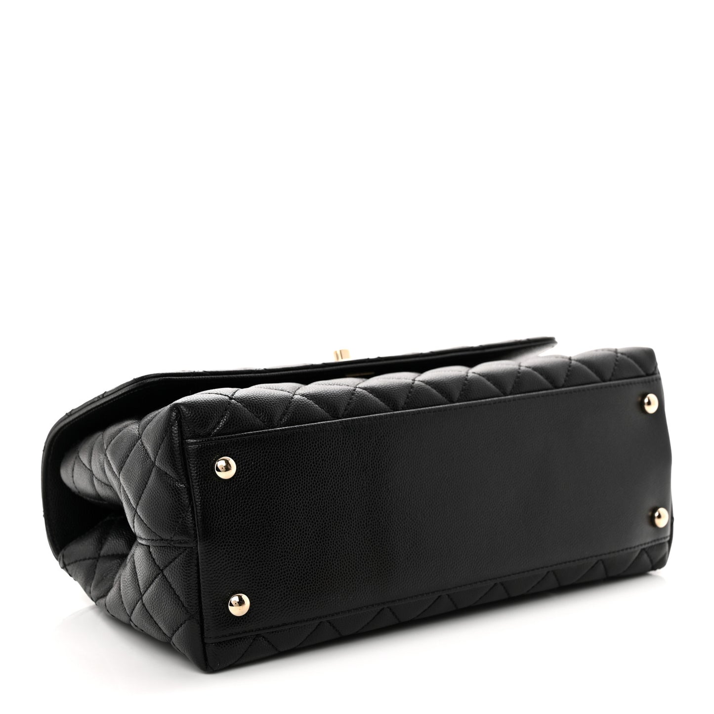 Caviar Quilted Small Coco Handle Flap Black