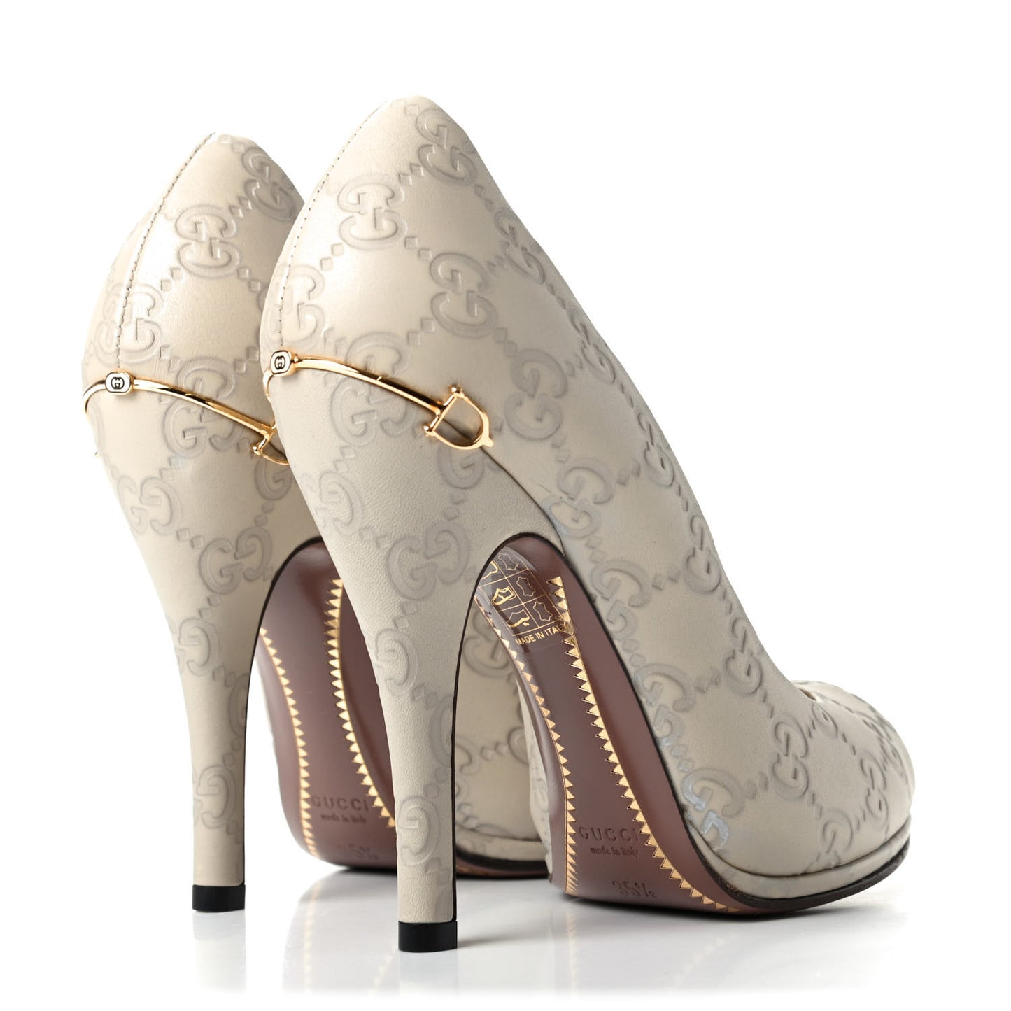 Guccissima Peep Toe Pumps 35.5 Mystic White
