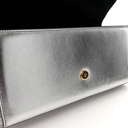 Saint Laurent Textured Metallic Calfskin Classic Monogram Cassandre Clutch Silver 11 of 14