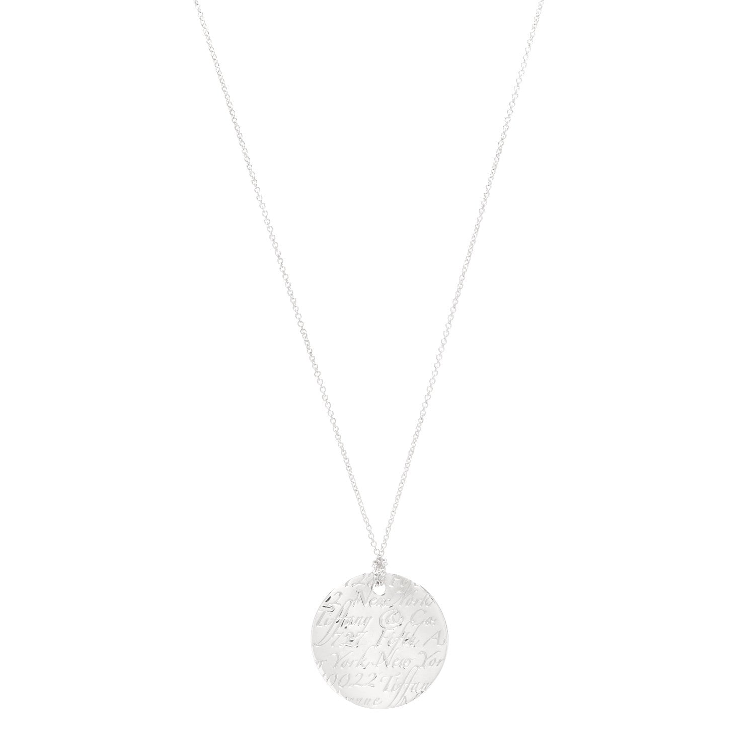 Tiffany Sterling Silver Notes Round Pendant Necklace 1 of 4