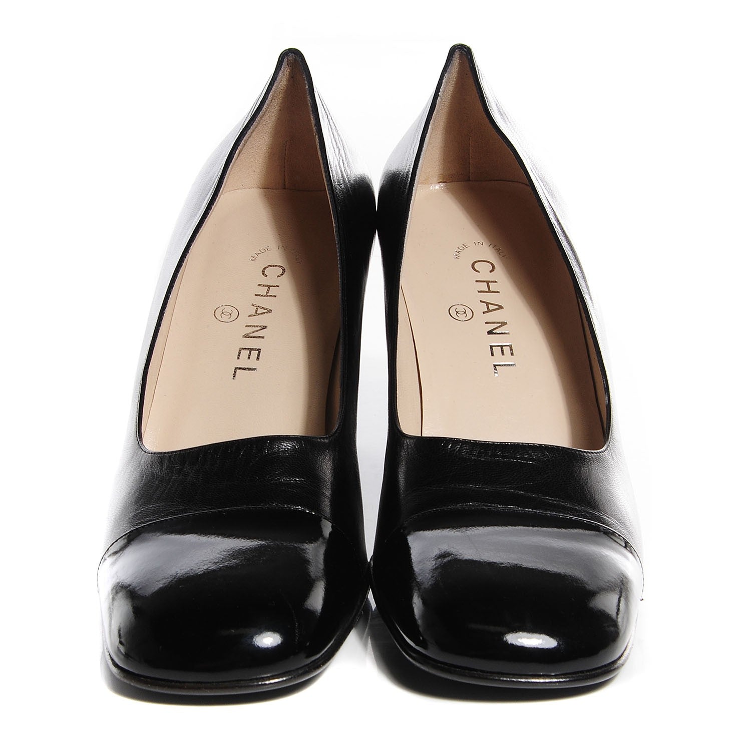 Chanel Leather Cap Toe Pumps 40 Black 2 of 6