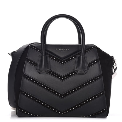 Givenchy Calfskin Suede Small Studded Chevron Antigona Black 1 of 11
