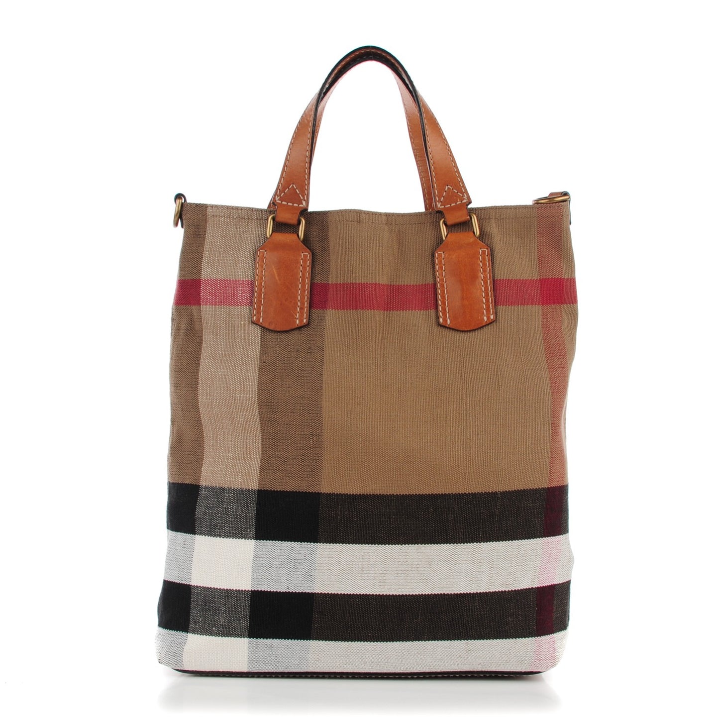 Canvas Mega Check Medium Tottenham Brit Tote Saddle Brown