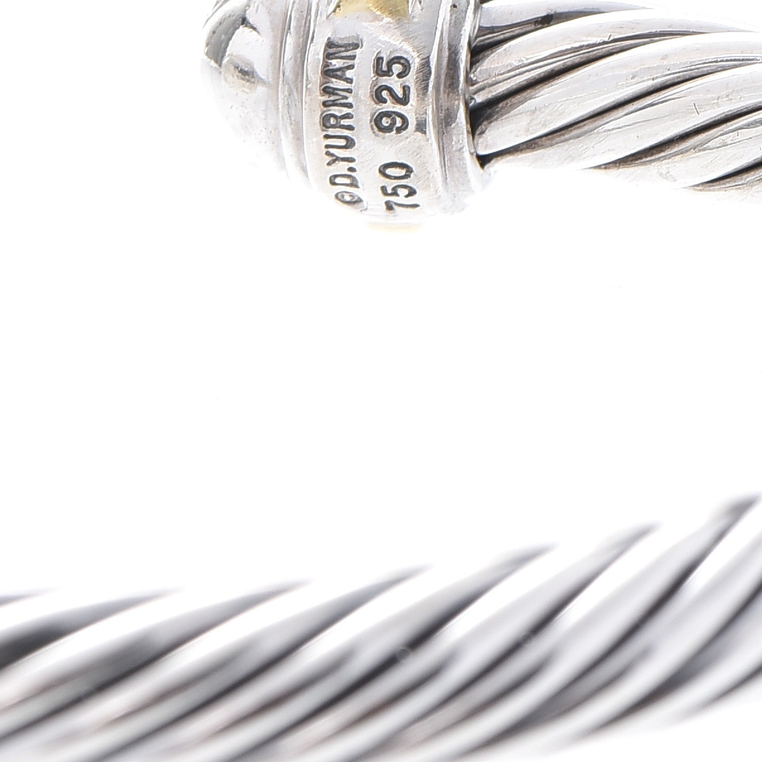 David Yurman Sterling Silver 18K Gold Pave Diamond 7mm Cable Classics Bracelet 5 of 5