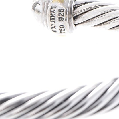 David Yurman Sterling Silver 18K Gold Pave Diamond 7mm Cable Classics Bracelet 5 of 5