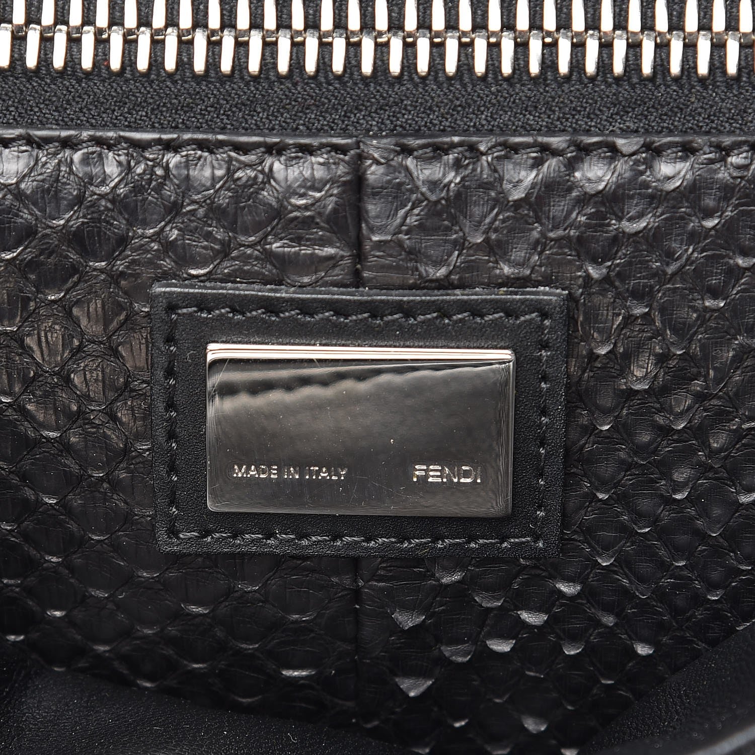 Fendi Vitello Morgan Python Crocodile Monster Eyes Medium Peekaboo Iconic Satchel Black Girasole 7 of 9