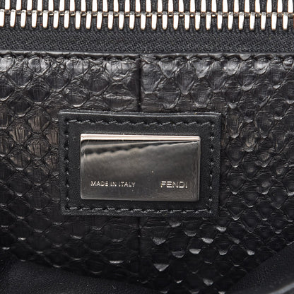 Fendi Vitello Morgan Python Crocodile Monster Eyes Medium Peekaboo Iconic Satchel Black Girasole 7 of 9