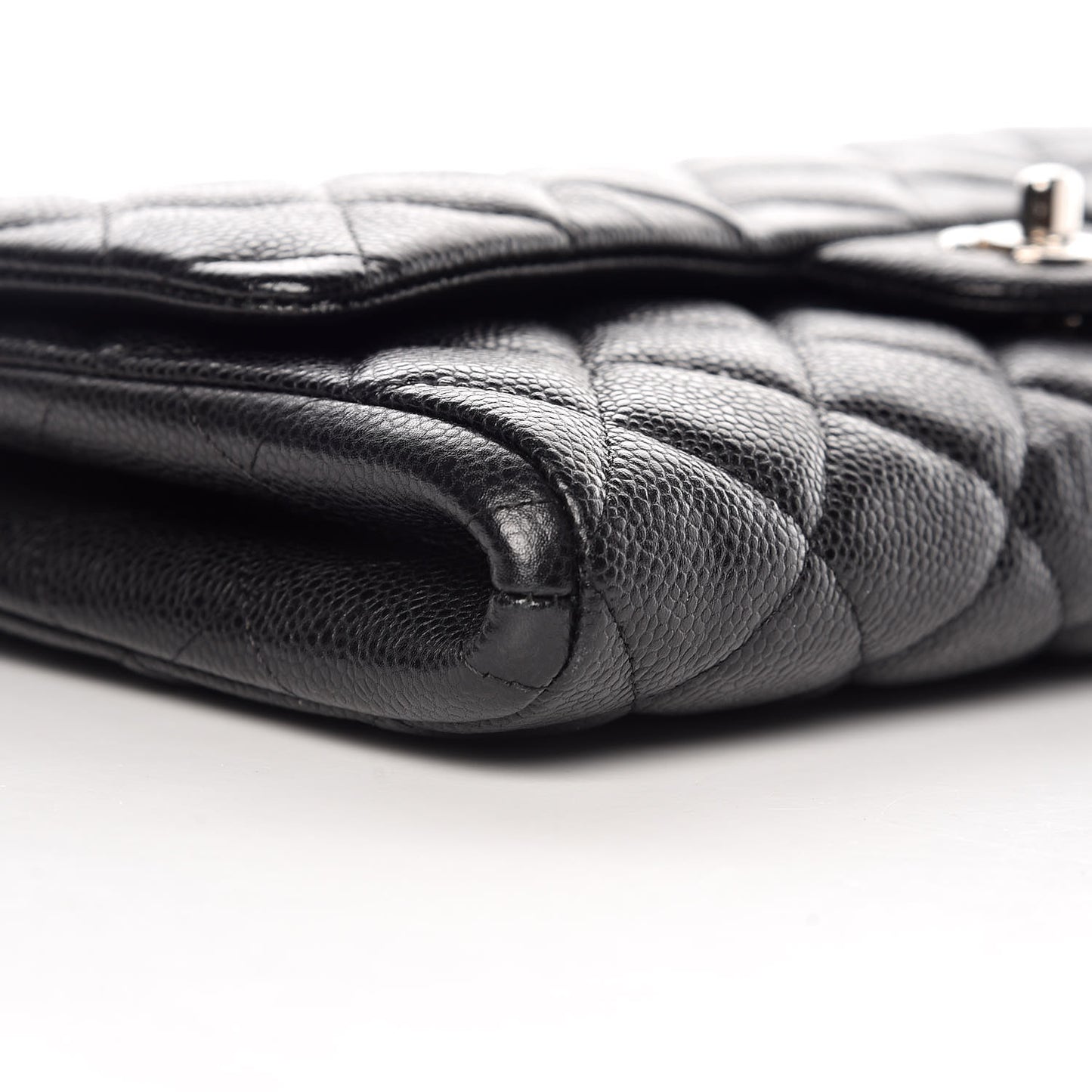 Caviar Quilted Clutch With Chain Flap Black