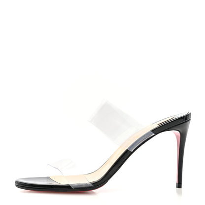 Christian Louboutin Patent PVC Just Nothing 85 Slide Sandals 38 Black 1 of 8