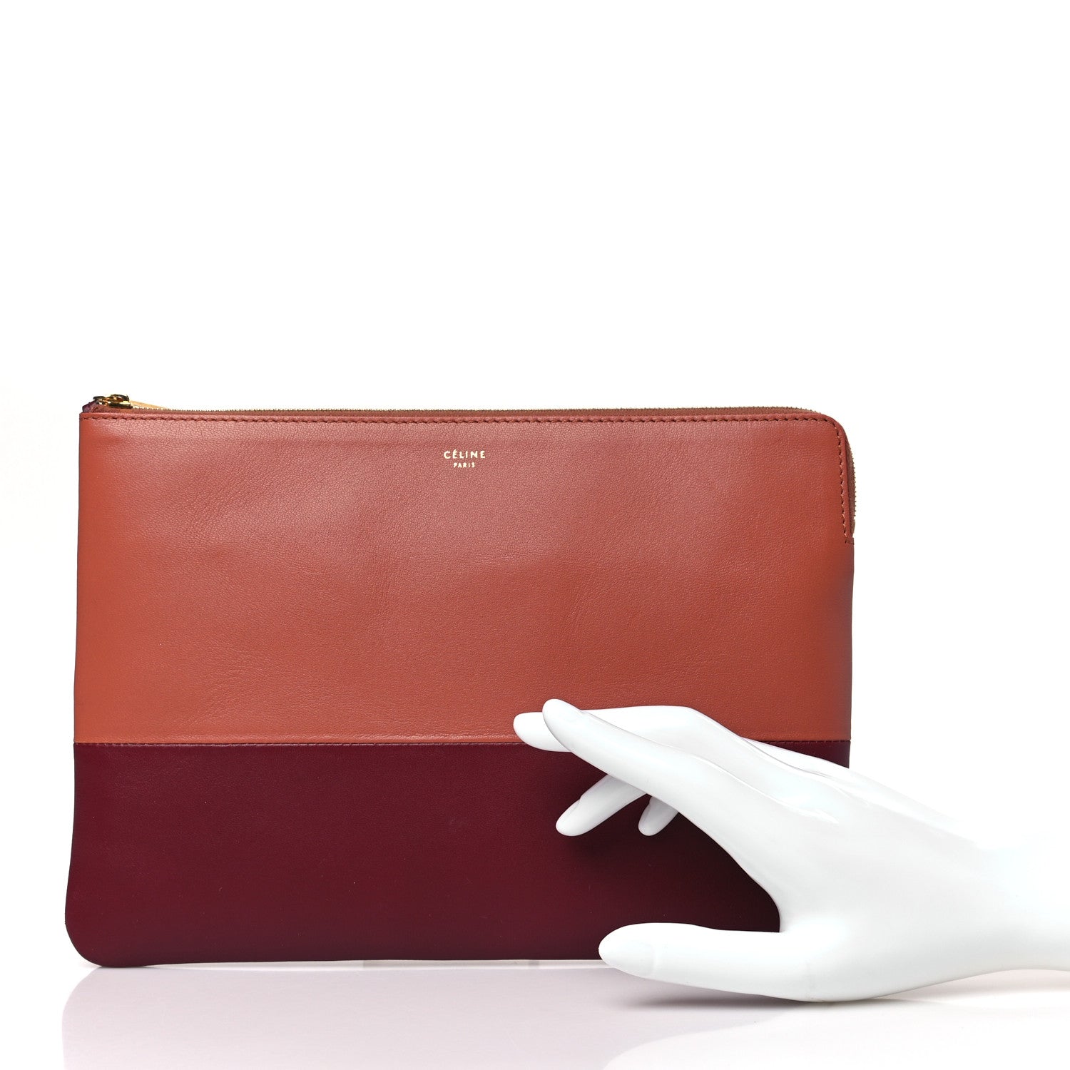 Celine Lambskin Bi-Color Solo Clutch Pouch Terracotta 2 of 10